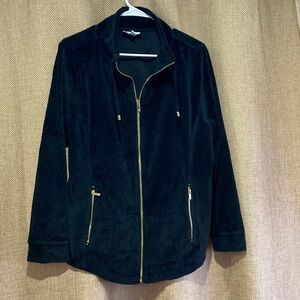 Charter Club Black Zip-Up Velour Track Jacket